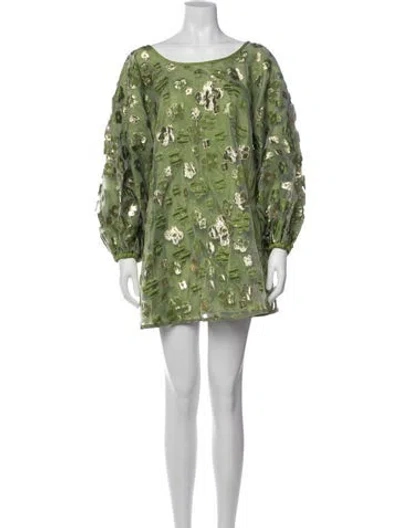 Pre-owned Arianne Elmy Floral Print Mini Dress In Green