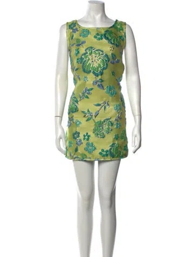Pre-owned Arianne Elmy Floral Print Mini Dress In Green