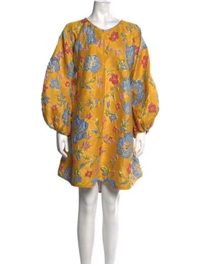 Pre-owned Arianne Elmy Floral Print Mini Dress In Orange
