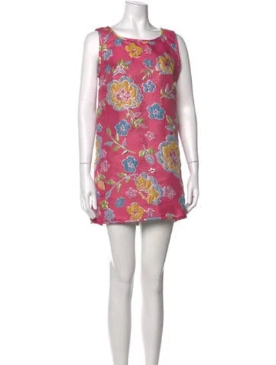 Pre-owned Arianne Elmy Floral Print Mini Dress In Pink