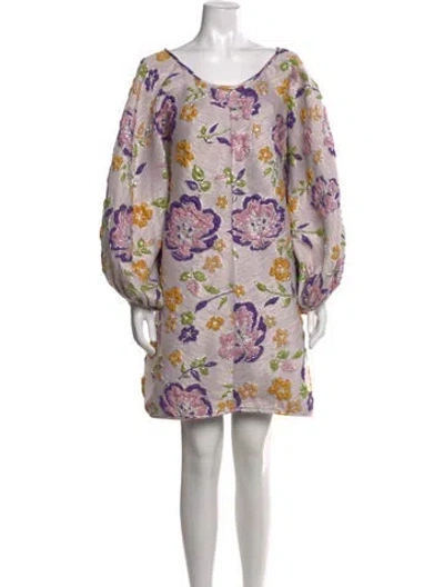 Pre-owned Arianne Elmy Floral Print Mini Dress In Pink