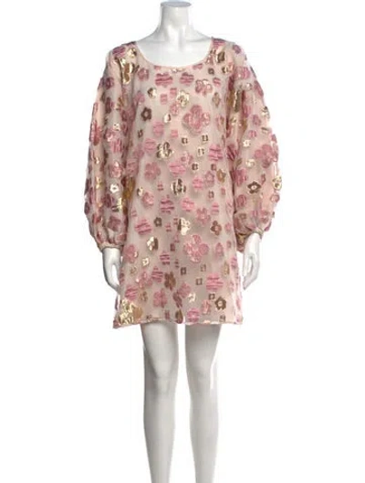 Pre-owned Arianne Elmy Floral Print Mini Dress In Pink