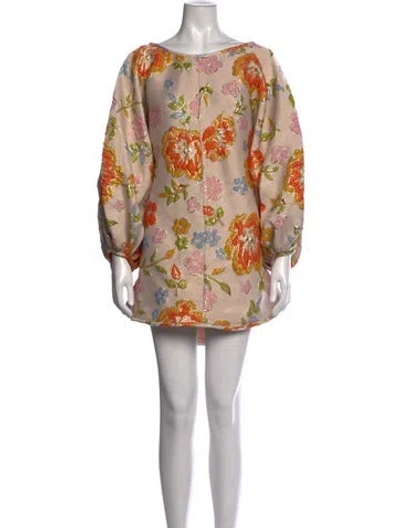 Pre-owned Arianne Elmy Floral Print Mini Dress In Pink