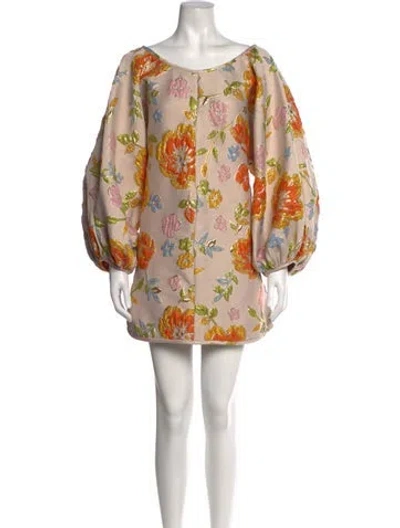 Pre-owned Arianne Elmy Floral Print Mini Dress In Pink