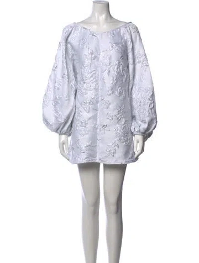 Pre-owned Arianne Elmy Floral Print Mini Dress In Silver