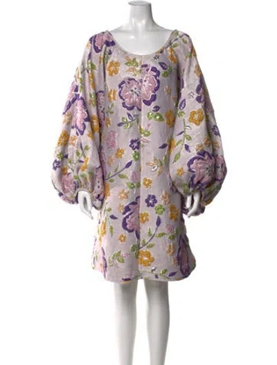 Pre-owned Arianne Elmy Floral Print Mini Dress W/ Tags