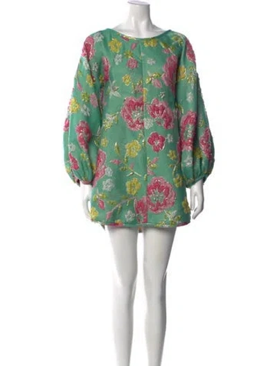 Pre-owned Arianne Elmy Floral Print Mini Dress W/ Tags
