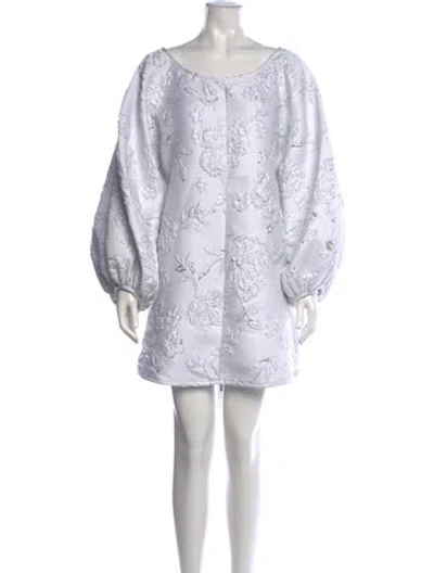 Pre-owned Arianne Elmy Floral Print Mini Dress W/ Tags In Neutrals/white