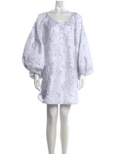 Pre-owned Arianne Elmy Floral Print Mini Dress W/ Tags In White