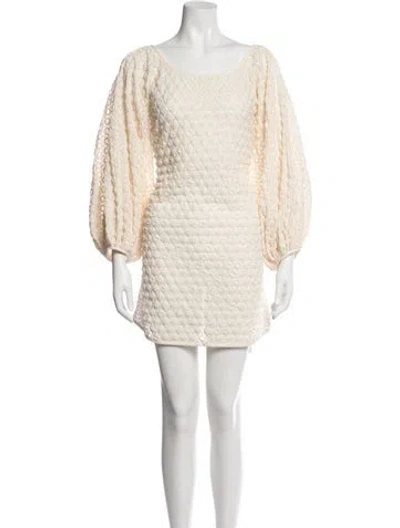 Pre-owned Arianne Elmy Lace Pattern Mini Dress W/ Tags In Neutrals
