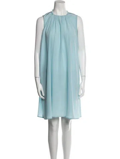 Pre-owned Arias Crew Neck Knee-length Dress In Blue