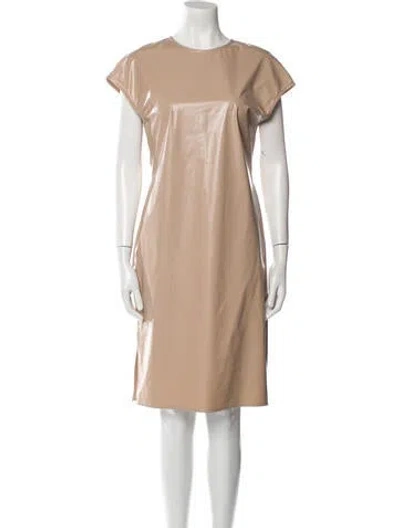 Pre-owned Arias Crew Neck Knee-length Dress In Neutral