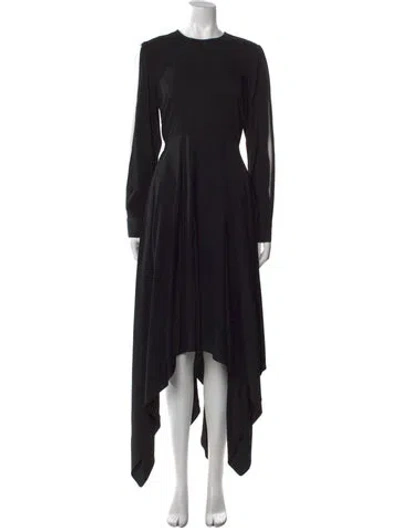 Pre-owned Arias Crew Neck Long Dress In Black