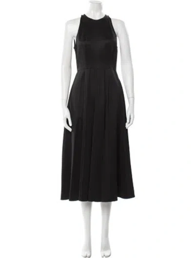Pre-owned Arias Crew Neck Midi Length Dress In Black