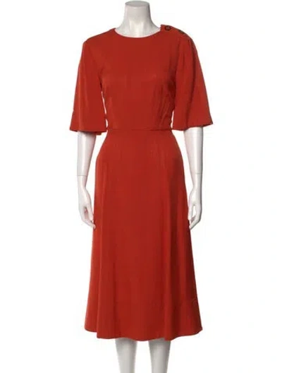 Pre-owned Arias Crew Neck Midi Length Dress In Orange