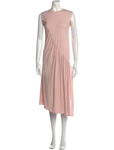 Pre-owned Arias Crew Neck Midi Length Dress In Pink