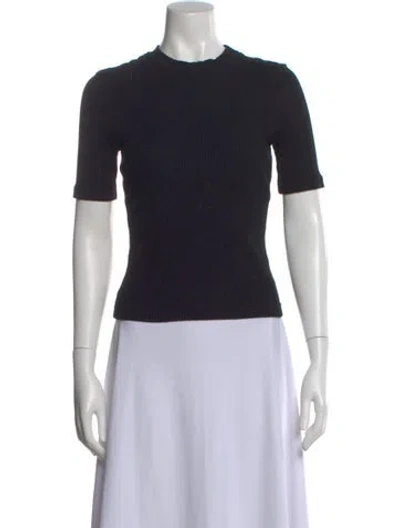 Pre-owned Arias Crew Neck Short Sleeve Top In Black