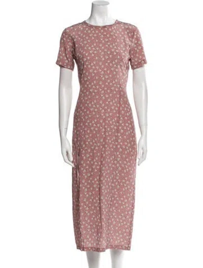 Pre-owned Arias Floral Print Long Dress In Pink