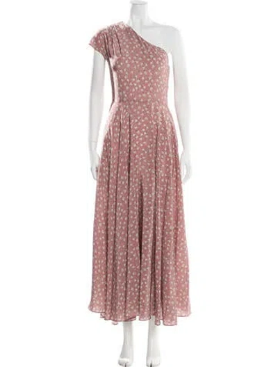 Pre-owned Arias Floral Print Long Dress In Pink