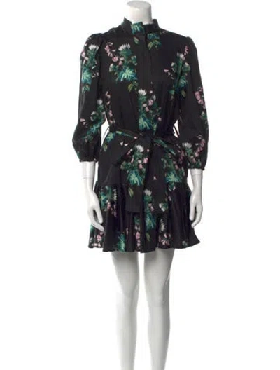 Pre-owned Arias Floral Print Mini Dress In Black