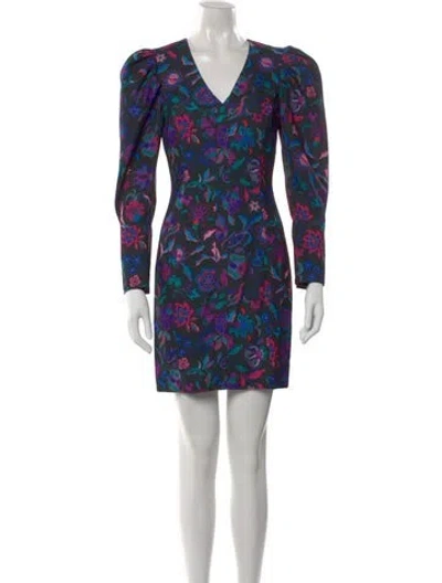 Pre-owned Arias Floral Print Mini Dress In Black