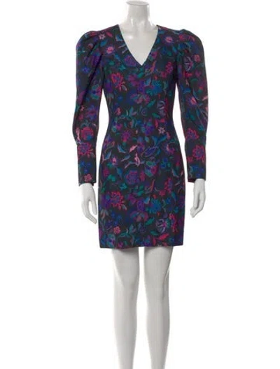 Pre-owned Arias Floral Print Mini Dress In Black