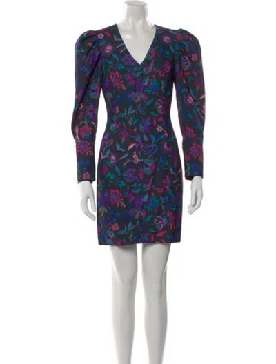 Pre-owned Arias Floral Print Mini Dress In Black
