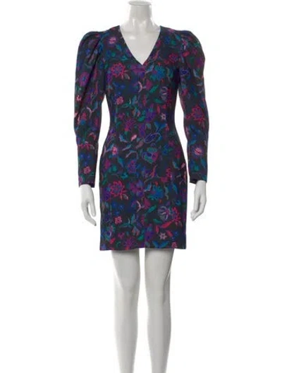 Pre-owned Arias Floral Print Mini Dress In Black