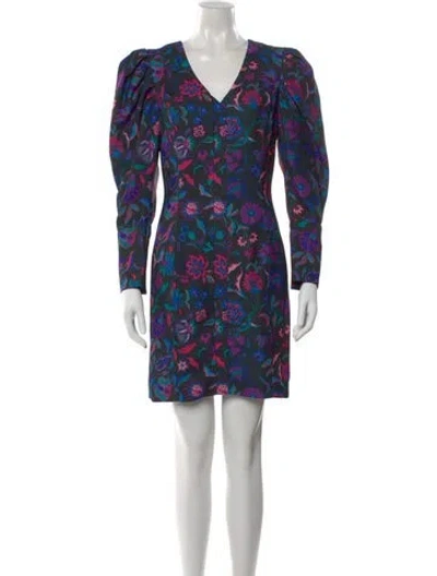Pre-owned Arias Floral Print Mini Dress In Black
