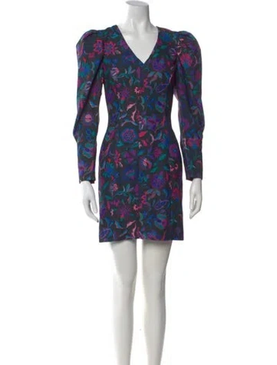 Pre-owned Arias Floral Print Mini Dress In Black