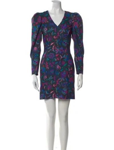 Pre-owned Arias Floral Print Mini Dress In Black