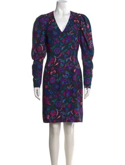 Pre-owned Arias Floral Print Mini Dress In Black