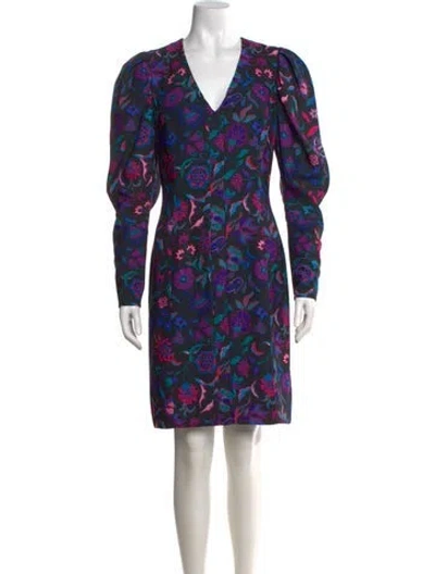 Pre-owned Arias Floral Print Mini Dress In Black