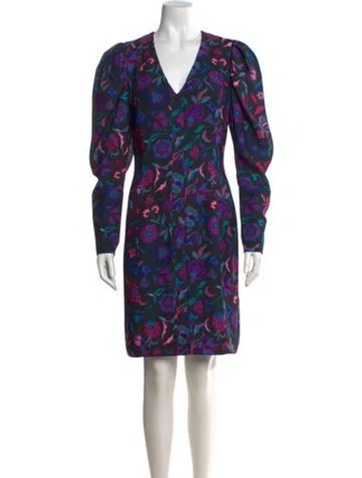 Pre-owned Arias Floral Print Mini Dress In Black