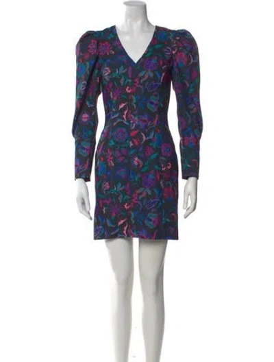 Pre-owned Arias Floral Print Mini Dress W/ Tags In Black