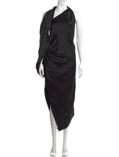 Pre-owned Arias Halterneck Midi Length Dress In Black