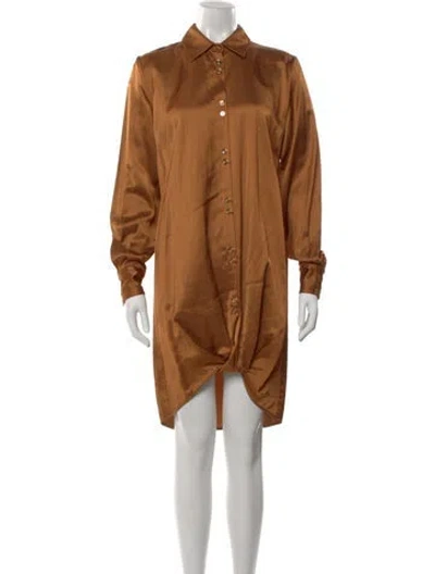 Pre-owned Arias Knee-length Dress In Brown