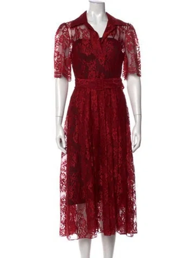 Pre-owned Arias Lace Long Dress In Red