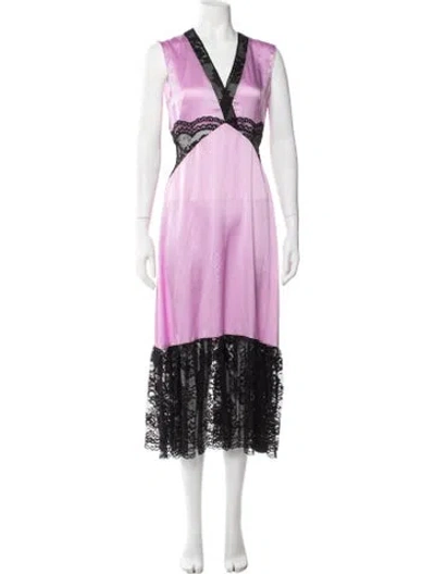 Pre-owned Arias Lace Pattern Midi Length Dress In Purple