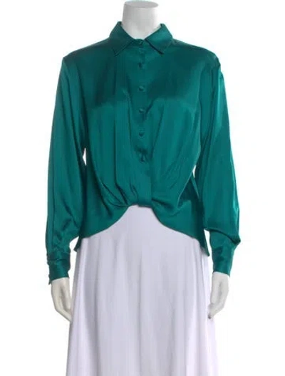 Pre-owned Arias Long Sleeve Blouse W/ Tags In Blue