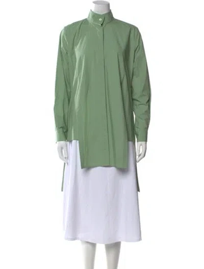 Pre-owned Arias Long Sleeve Button-up Top W/ Tags In Green
