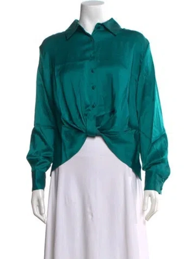 Pre-owned Arias Long Sleeve Button-up Top W/ Tags In Green