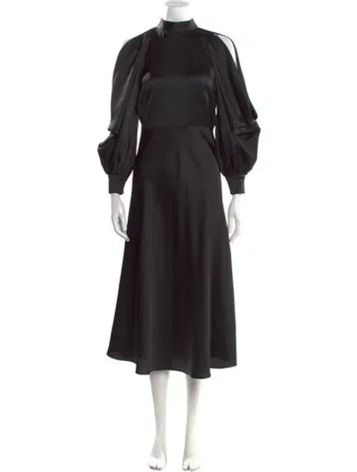 Pre-owned Arias Mock Neck Long Dress In Black
