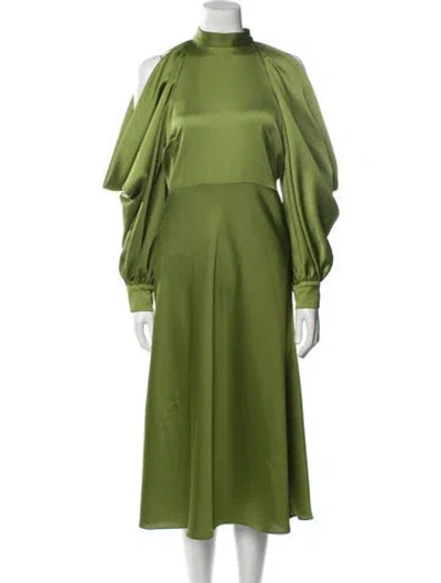 Pre-owned Arias Mock Neck Long Dress In Green