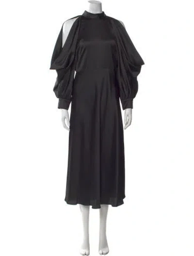 Pre-owned Arias Mock Neck Midi Length Dress W/ Tags In Black