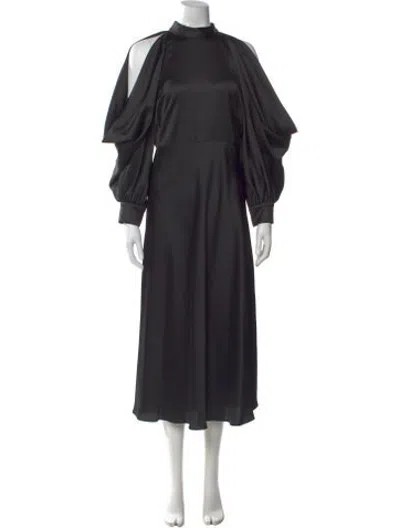 Pre-owned Arias Mock Neck Midi Length Dress W/ Tags In Black