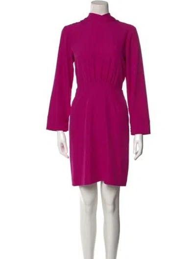 Pre-owned Arias Mock Neck Mini Dress In Purple