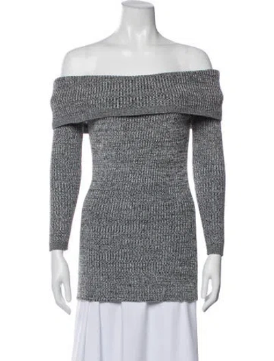 Pre-owned Arias Off-the-shoulder Sweater In Gray