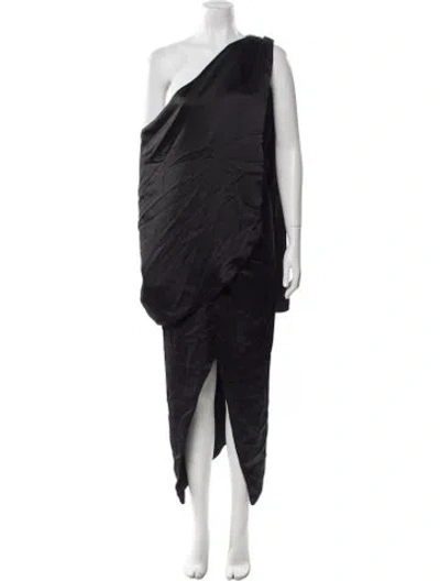 Pre-owned Arias One-shoulder Long Dress In Black