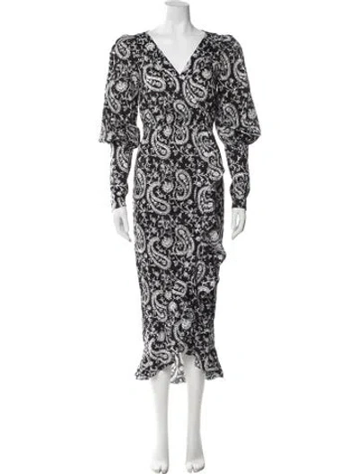 Pre-owned Arias Paisley Print Midi Length Dress W/ Tags In Multi